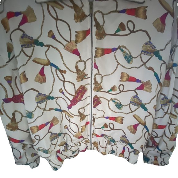 Bocoo Women's Silk Jacket Size XL Crazy Pattern Baroque Rainbow 80s Vintage 1984 - Picture 4 of 12